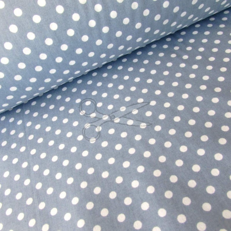 Bavlněná látka - metráž - bílý puntíček na jeans - š. 240 cm