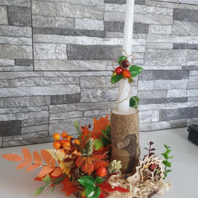 Podzimní dekorace se svíčkou