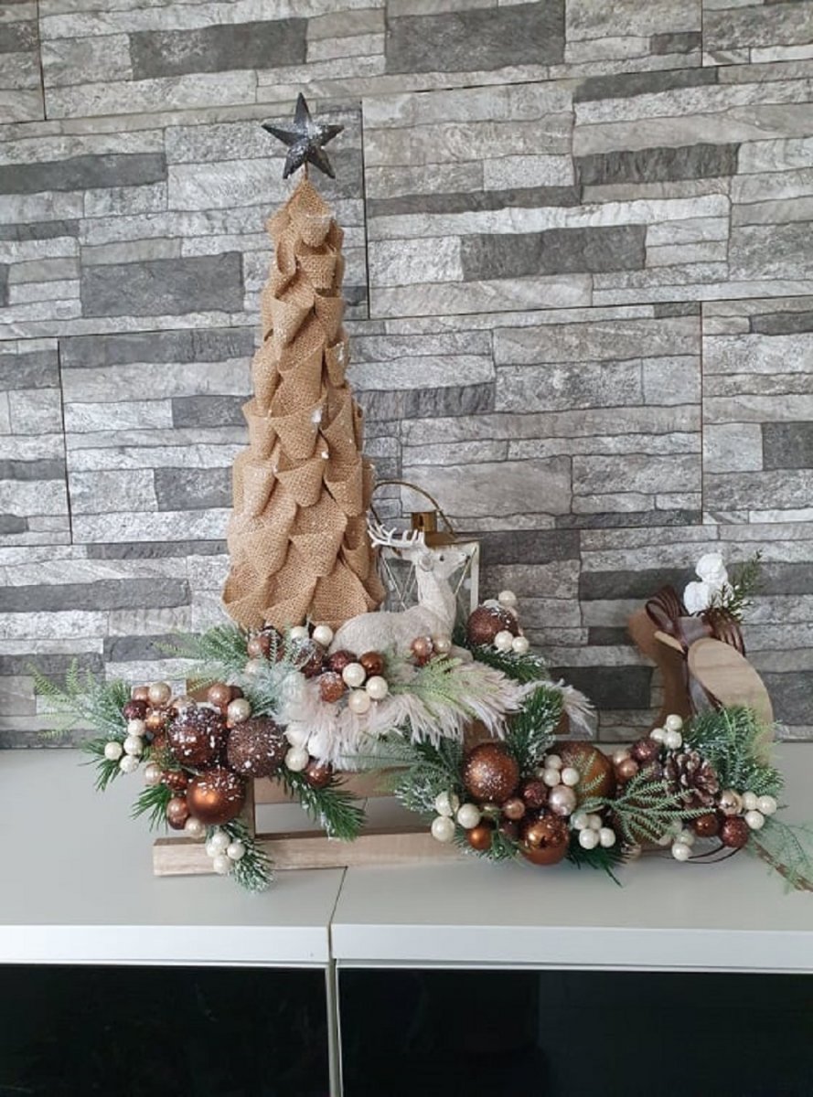 Vánoční sáňky s jelenem 2v1 - dekorace 