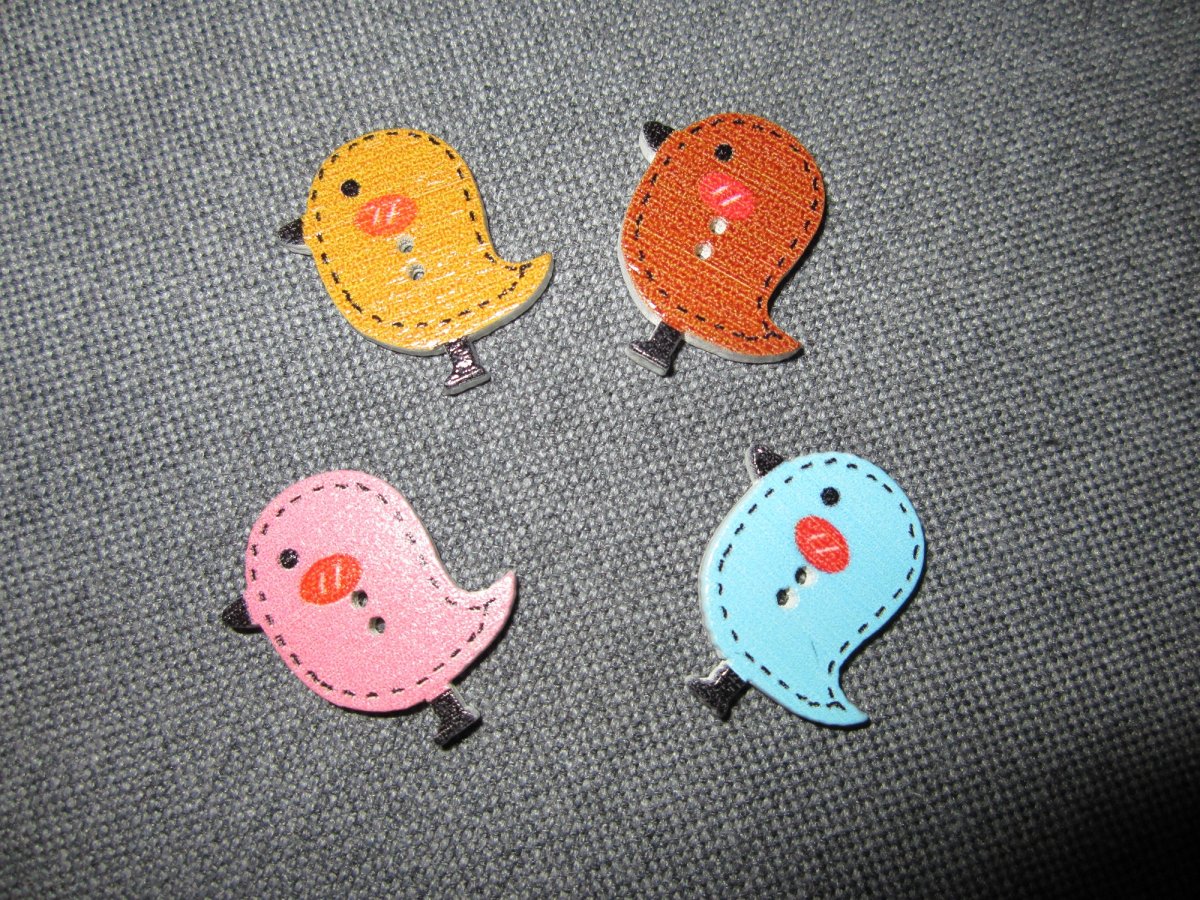 Knoflíky - ptáček, 4ks