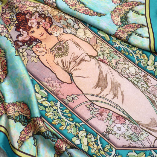 Šátek Alfons Mucha - Růže