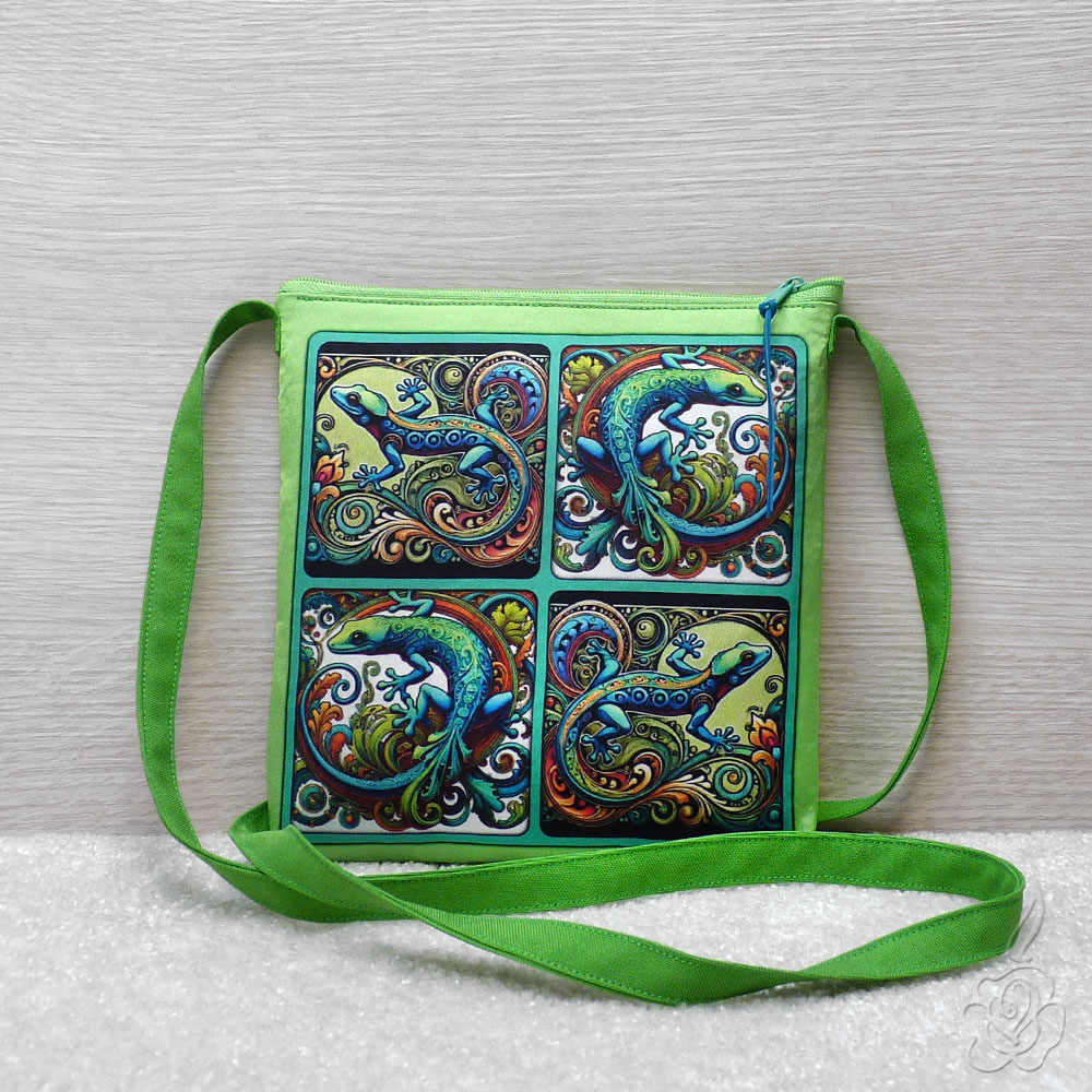 Malá zelená kabelka - ještěrky