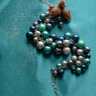 Zeleno-modrý perlový náhrdelník