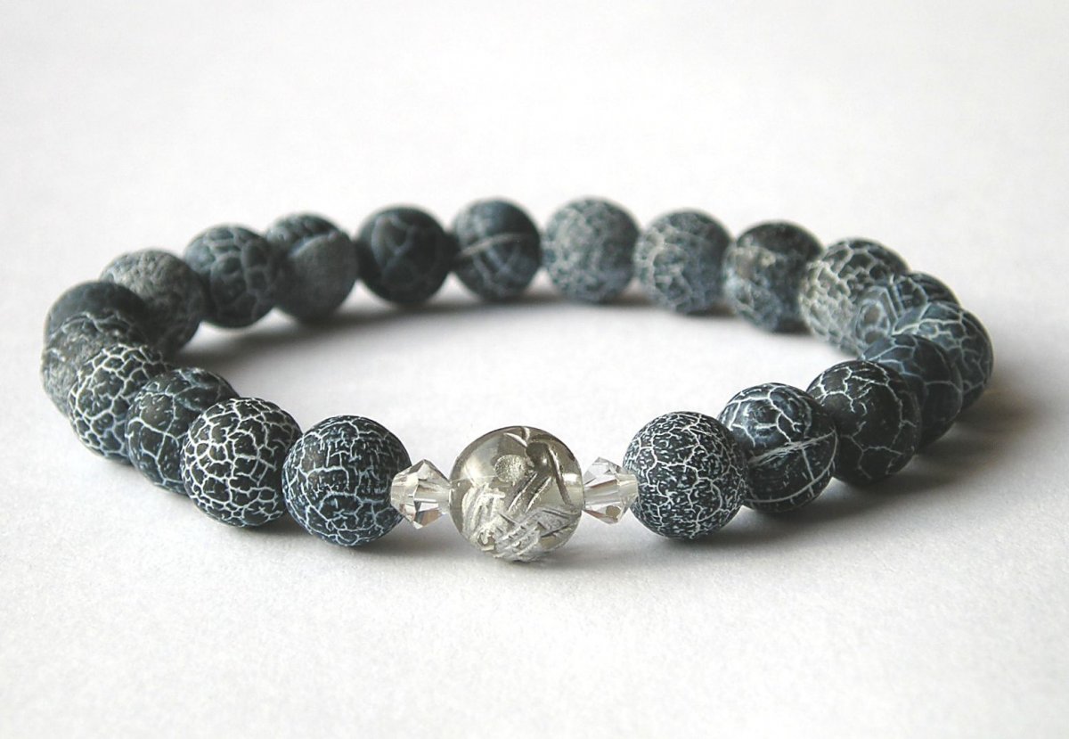 Náramek z achátu a křišťálu-energie, sebevědomí