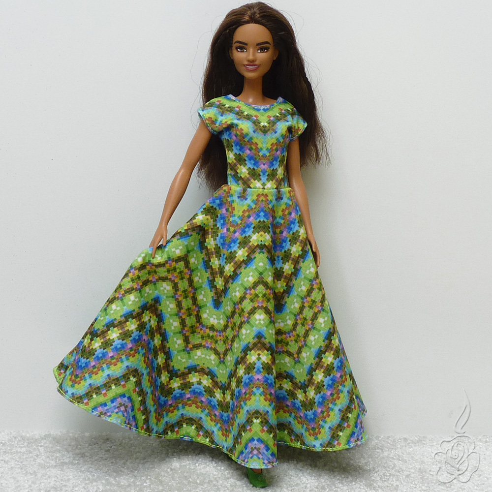 Dlouhé zelené šaty pro Barbie