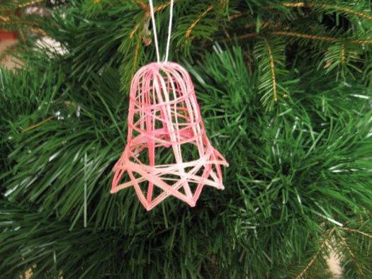 Vánoční ozdoba - zvoneček duhový sv. růžový