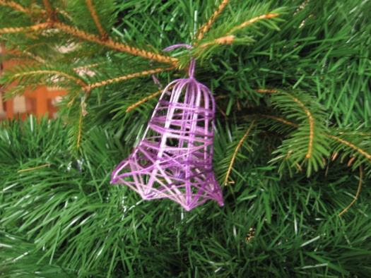 Vánoční ozdoba - zvoneček duhový fialový