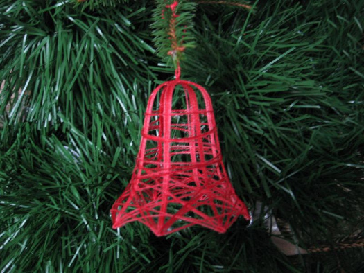 Vánoční ozdoba - zvoneček duhová červená