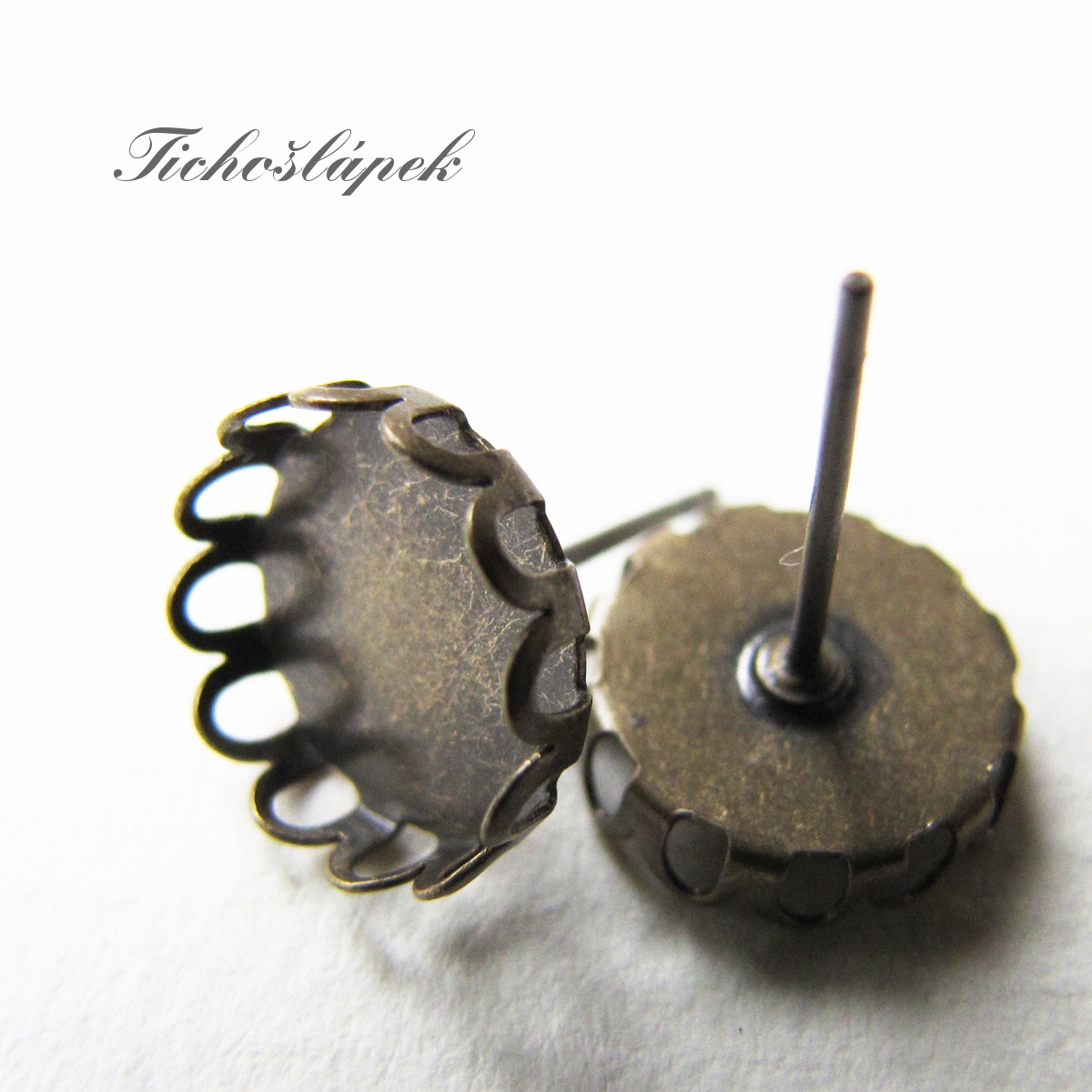 náušnicová lůžka - starobronz - 1 pár (LNK0027)