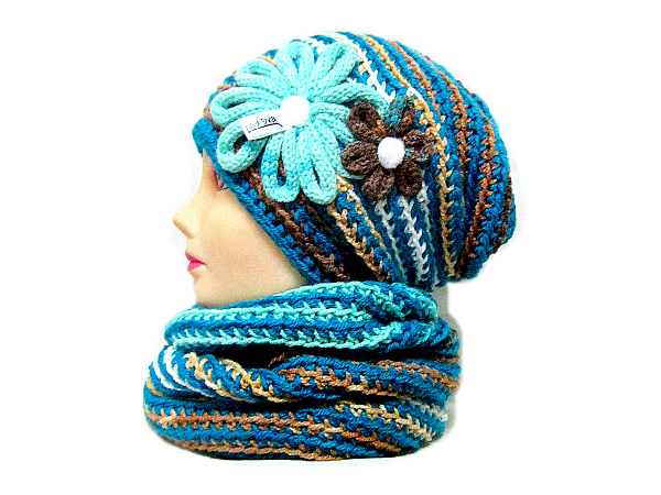 ༺♥༻ SOUPRAVA ČEPICE A NÁKRČNÍKU ༺♥༻ 1174