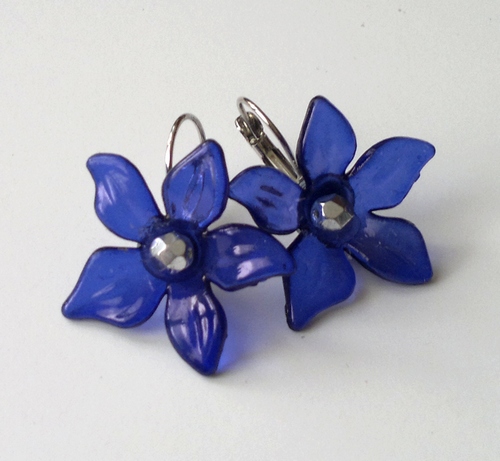Modré květinové náušnice