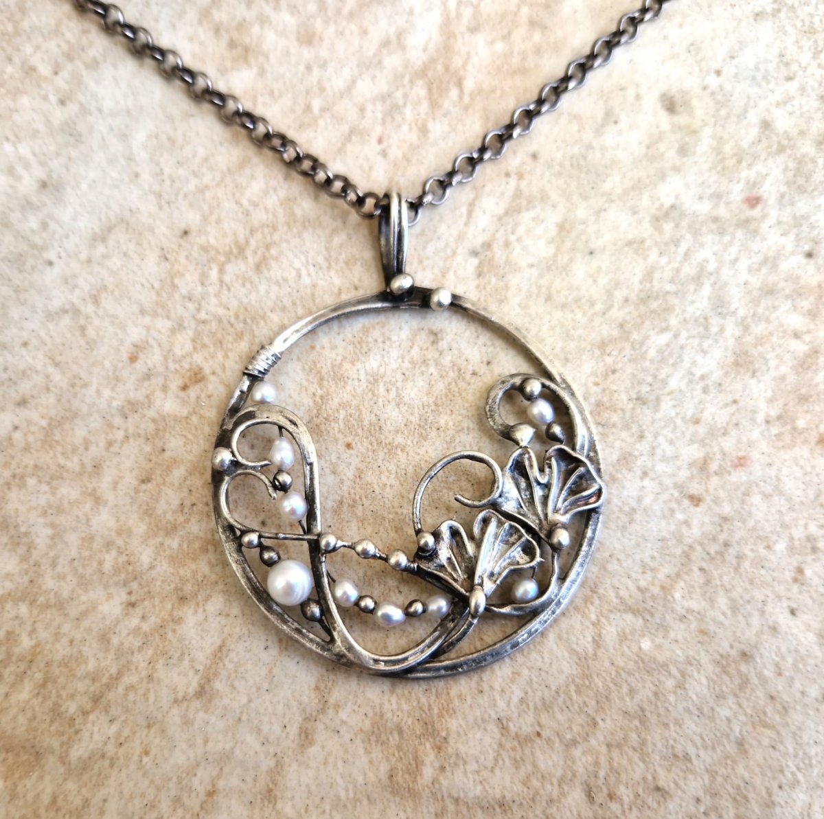 Ginkgo Pearl amulet náhrdelník
