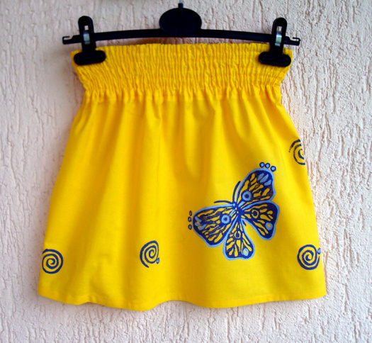 Letní sukně - Motýl na pampelišce