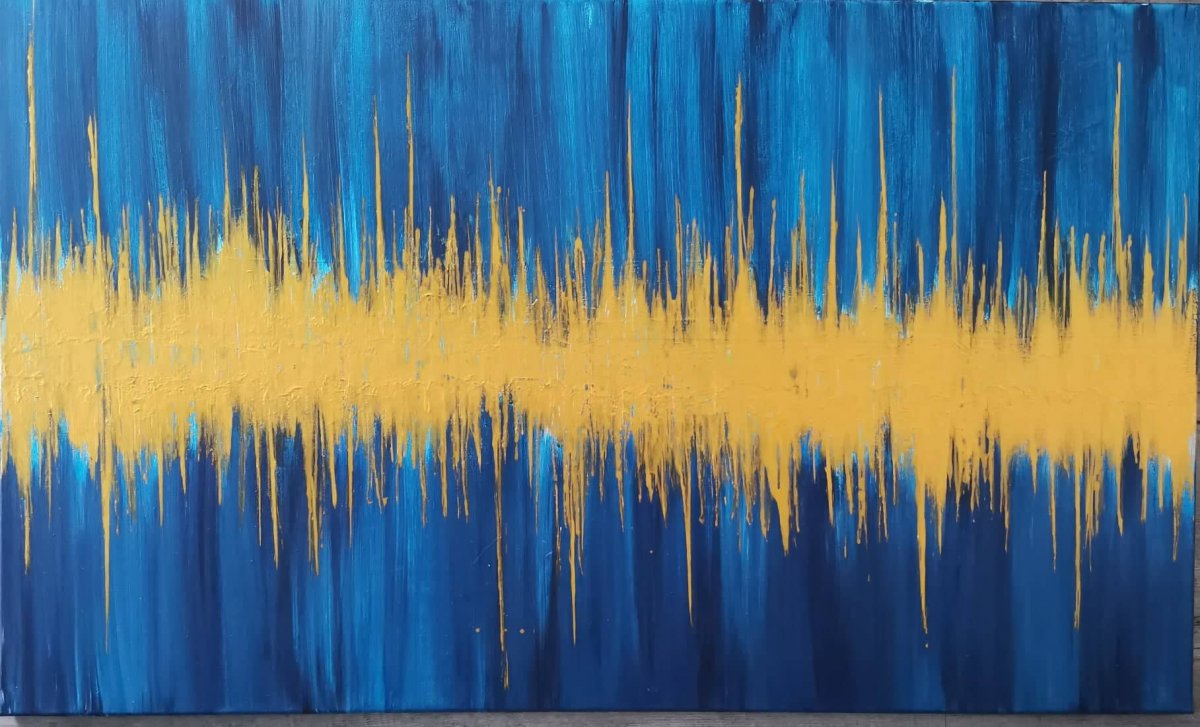 Obraz,  zlato modrá abstrakce 