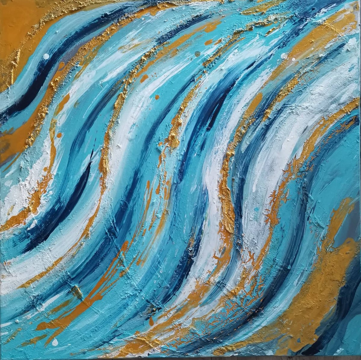 Obraz tyrkysový, abstrakce se strukturou