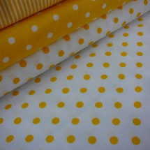 Bavlněná látka - metráž - žlutý puntík na bílé - š. 150 cm