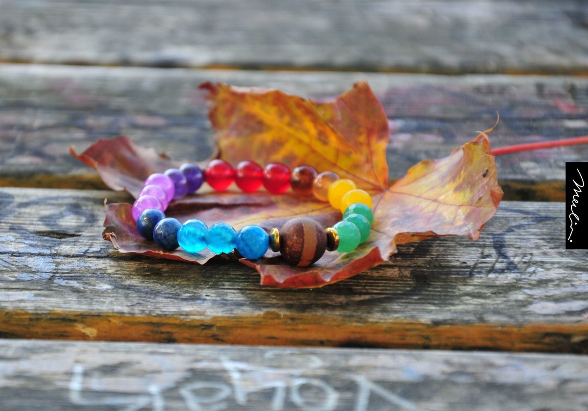 9 druhů minerálů - Čakrový s dzi - náramek