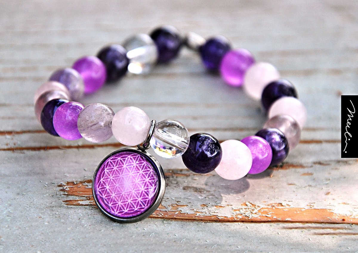 Sedmá čakra - náramek z minerálů mix