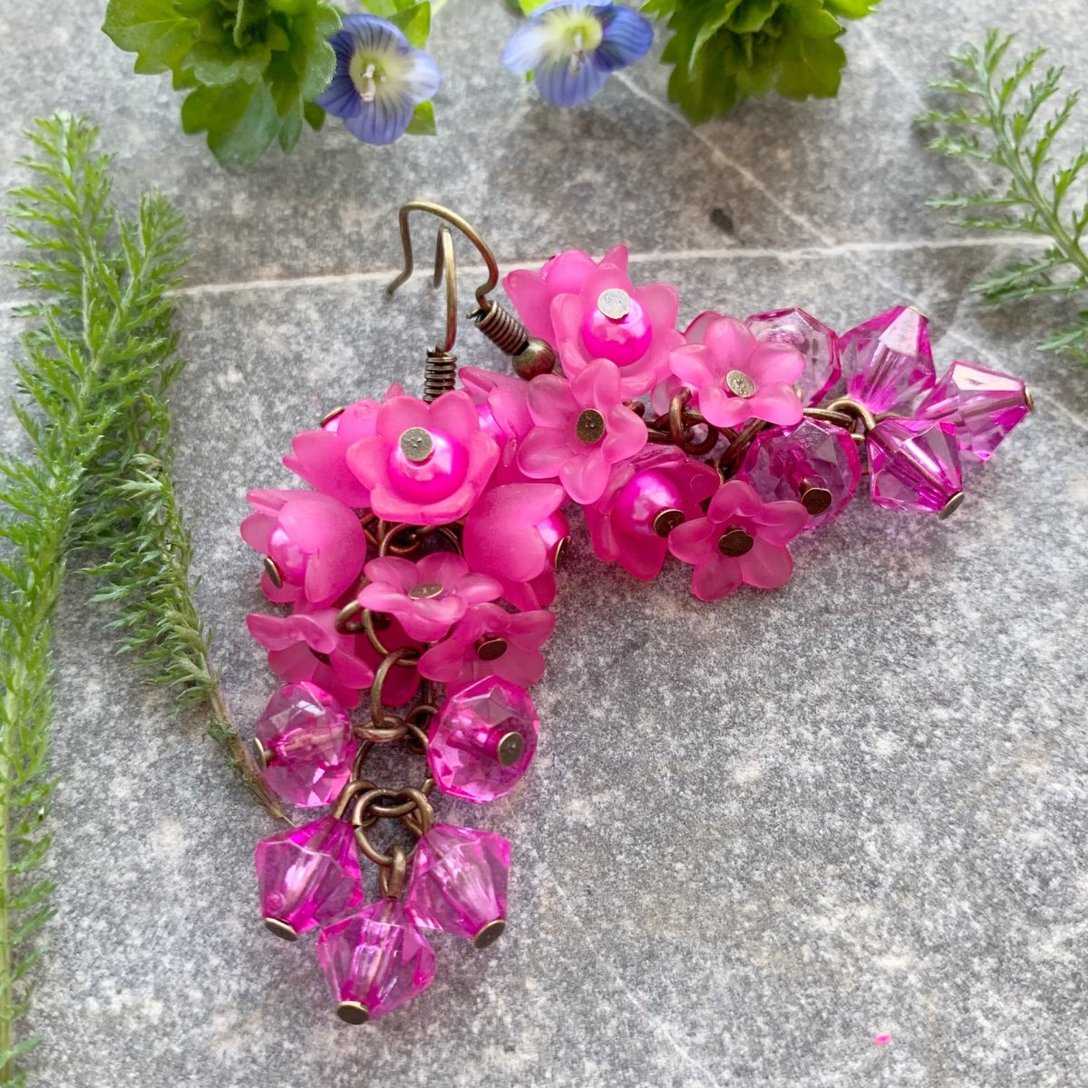 Růžové zvonkové náušnice