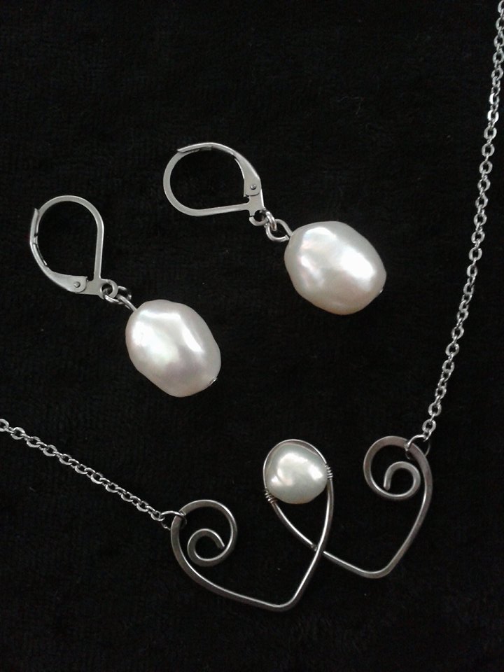 SRDCE - sada - BÍLÉ PERLY - chirurgická ocel