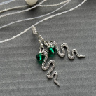 Hadí náušnice se smaragdovou rondelkou