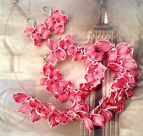 Fimo sada - lupínky červené proužkované