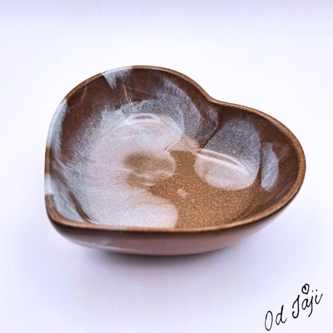 Dekorační miska Srdce Hnědé s bílou 