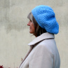 Pletený baret - světle modrý