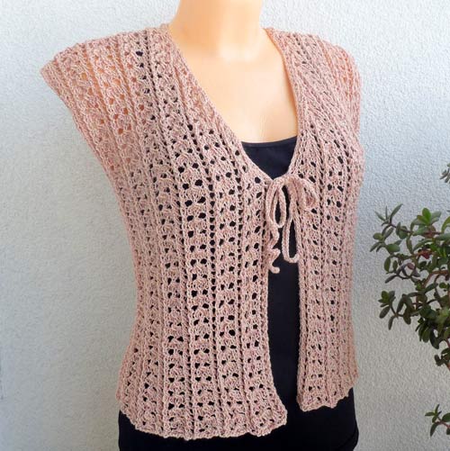 Vesta s ažurovým vzorem (bavlna)