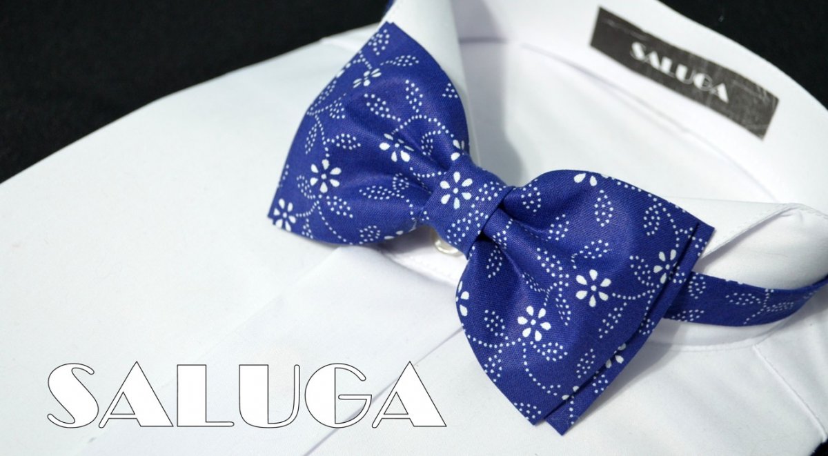 Modrý květovaný motýlek folkový folklorní