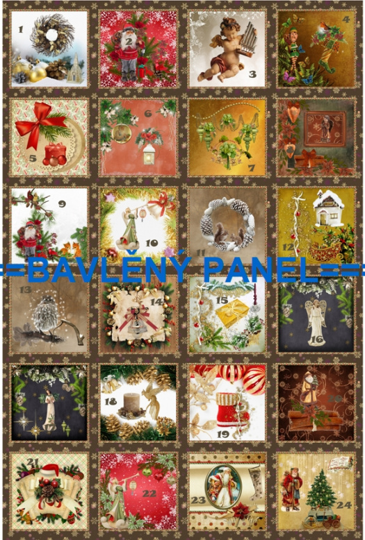 BAVLNĚNÝ PANEL / NA ADVENTNÍ KALENDÁŘ/ 40X60 cm  AKN201