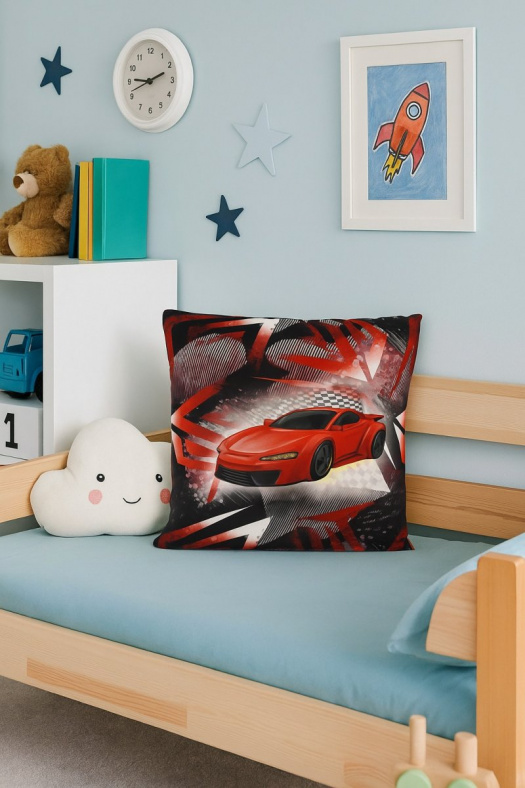 Povlak na polštář - Červené sportovní auto