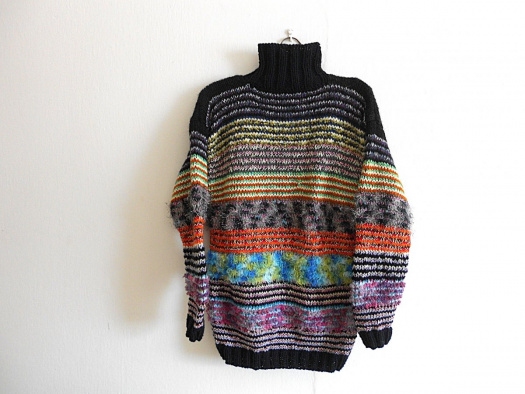 Ručně pletený svetr S,M se stojáčkem