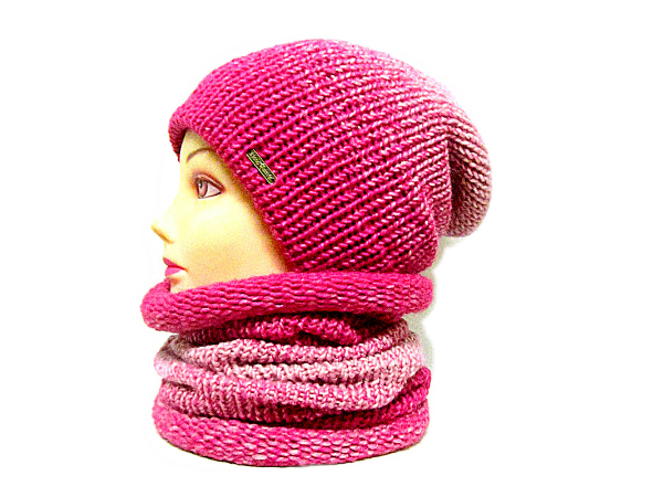 OMBRÉ SOUPRAVA ČEPICE A NÁKRČNÍKU 25%vlna