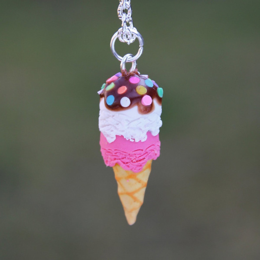 2 kopečky, fimo zmrzlina náhrdelník