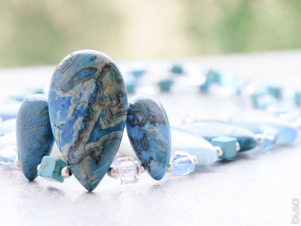 Náhrdelník Modré lístečky