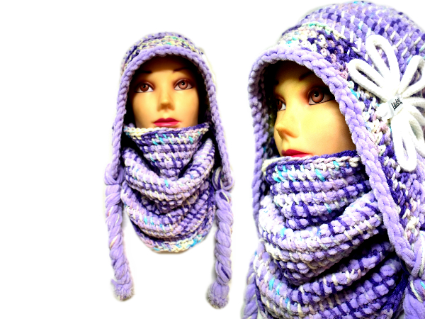 SOUPRAVA UŠANKY A NÁKRČNÍKU S APLIKACÍ- MERINO1502