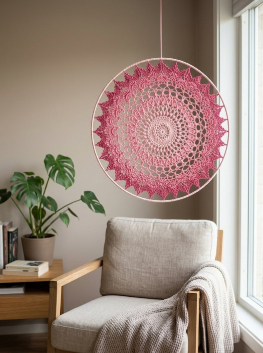 Mandala Růžová - průměr 45 cm