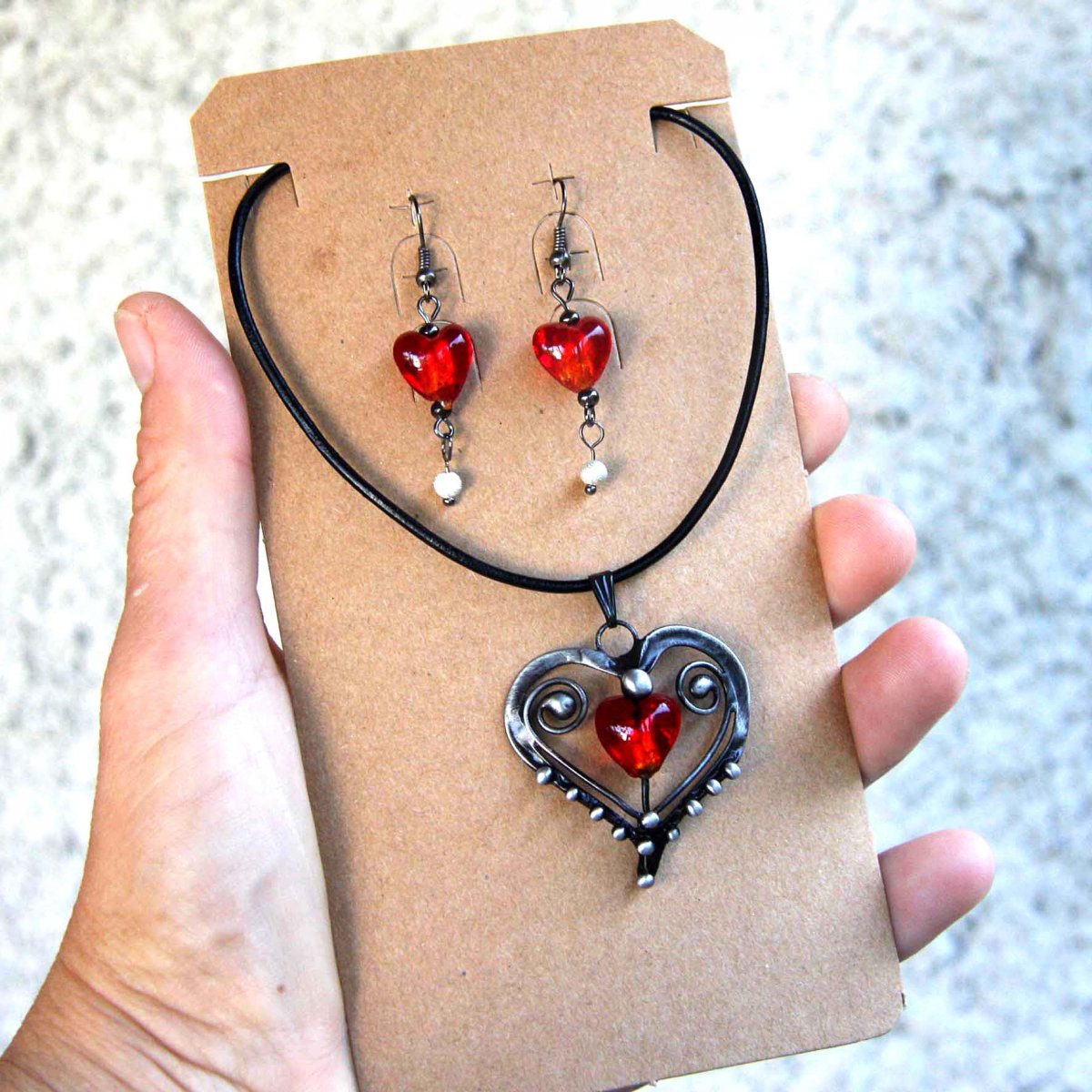 Set Srdce Elvíra - Muráno Sklo...