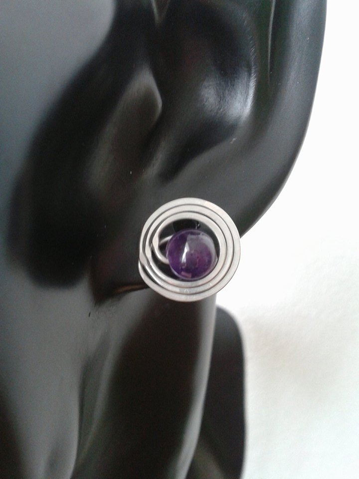 Ametystové bodovky - náušnice - chirurgická ocel