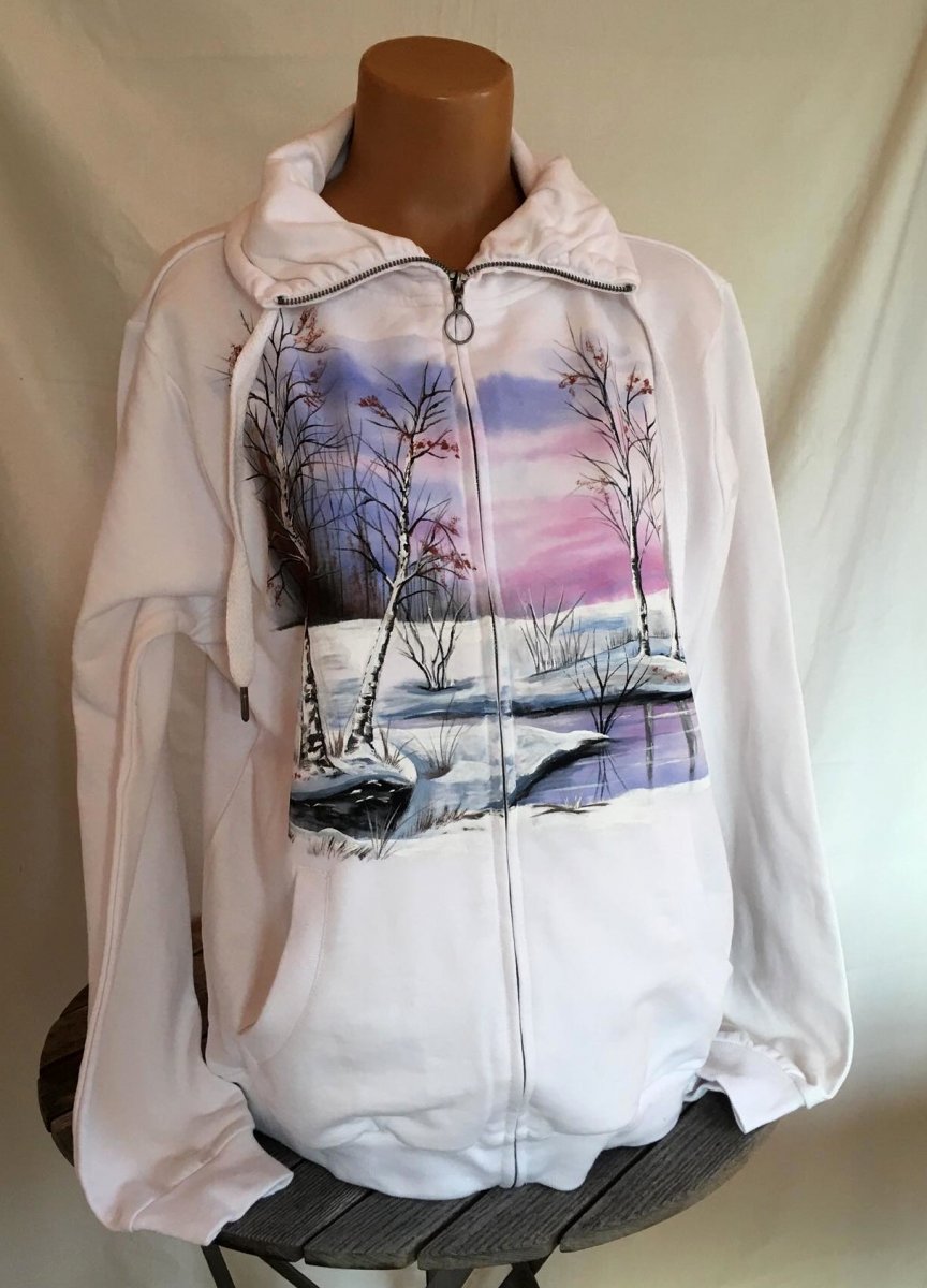 Bílá mikina s krajinkou