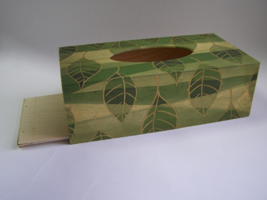 Krabice na kapesníky - Listy zelené