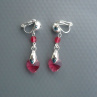 Indian pink Swarovski srdce - klipsové náušnice