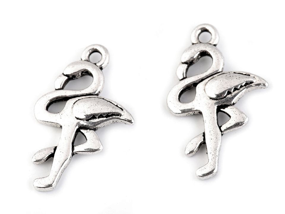 Přívěsek plameňák 15 x 25 mm (1ks)