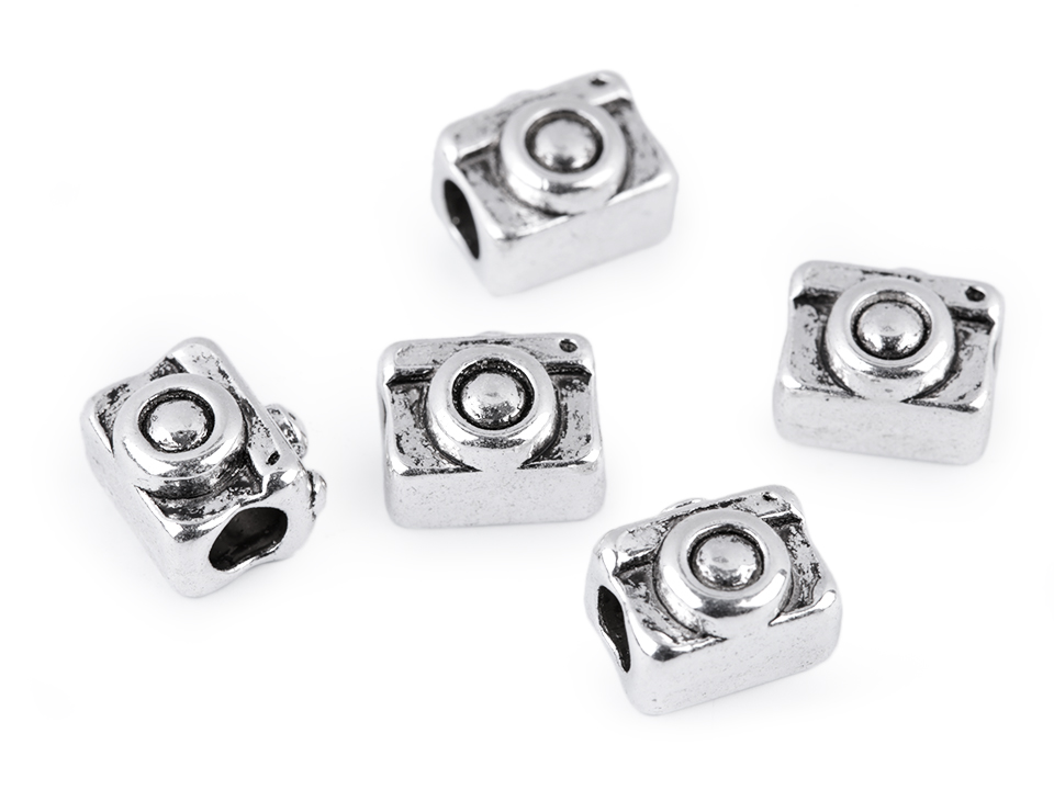 Kovový korálek květy foťák 10x11 mm (1ks)