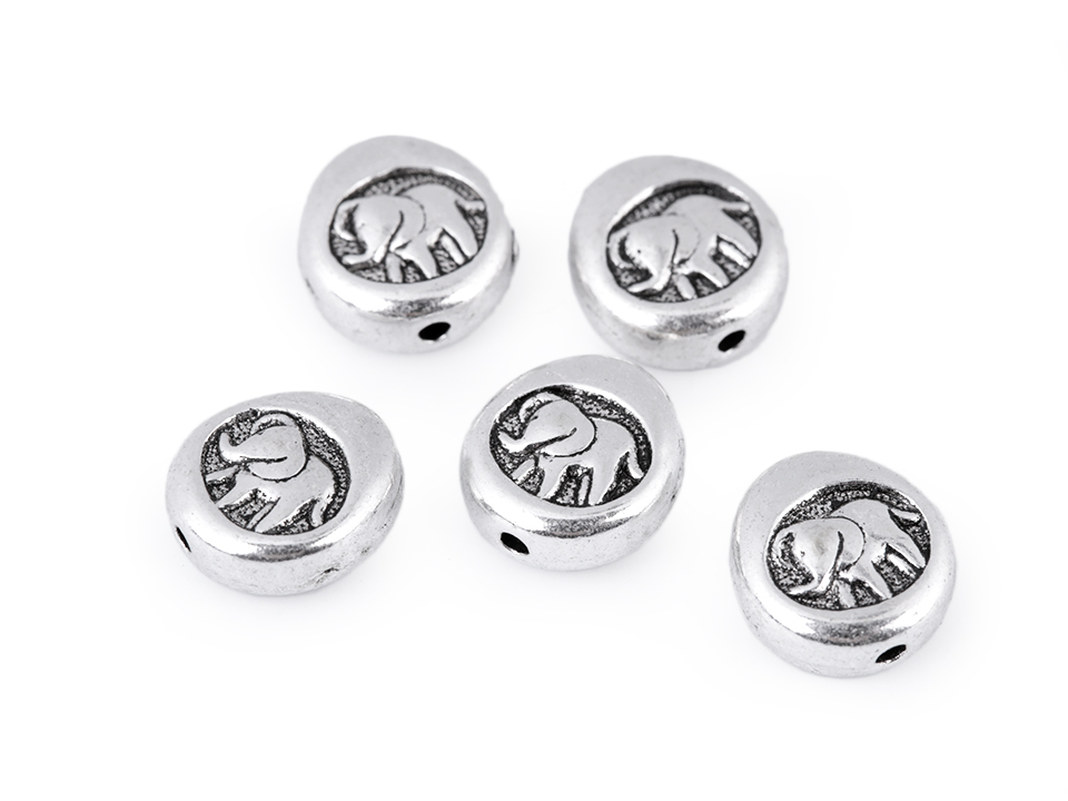 Kovový korálek slon 11 mm (2ks)