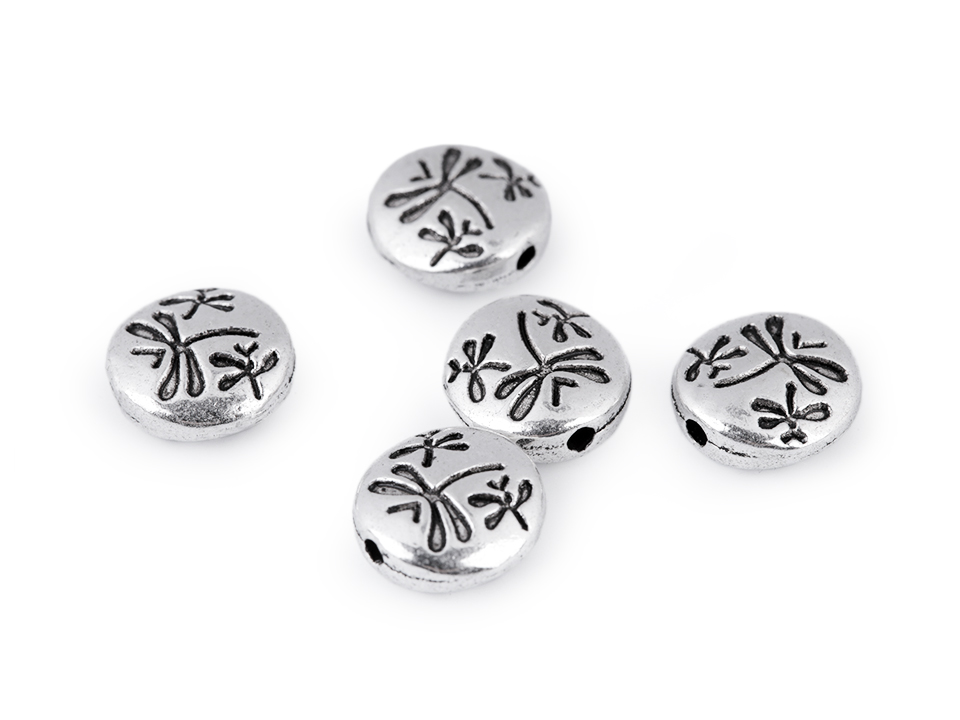 Kovový korálek vážka  11 mm (1ks)