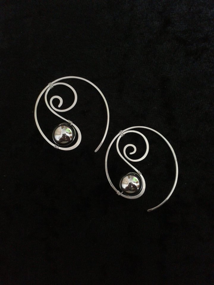 Elegantní náušnice stříbrný Hematit - ocel