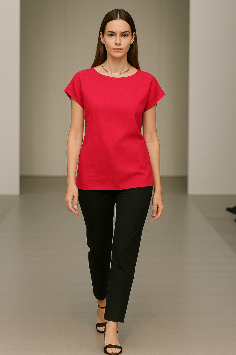 Halenka z přírodního lnu - barva červená