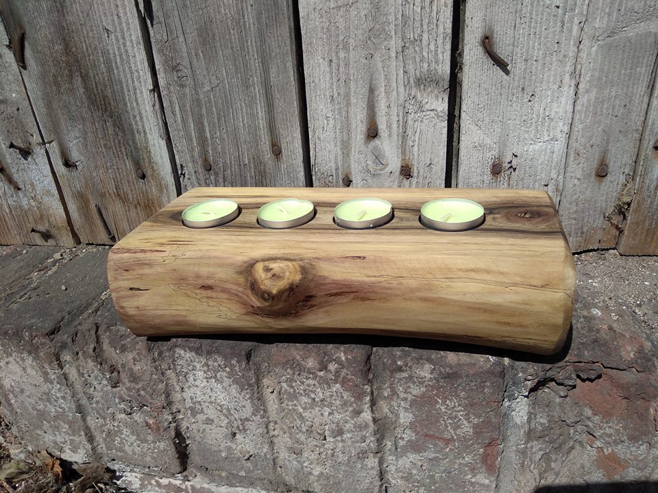 Ořechový Svícen na 4 svíčky 6
